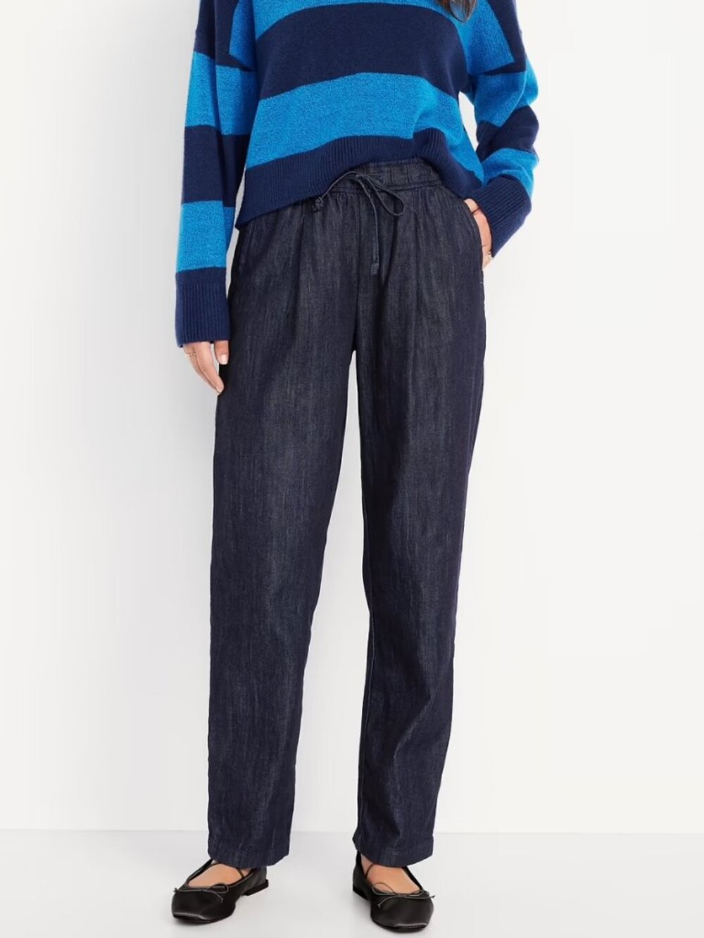 NWT High-Waisted Billie Straight Ankle Pull On Trouser Dark Rinse - Large Tall